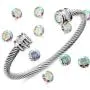 Cable Bracelets for Women,Designer Inspired Jewelry,Color rhinestone Cuff Bracelet，Elegant and Beautiful Birthday Gifts for Lady