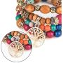 Cocazyw Bohemian Tassel Stretch Beaded Bracelet for Women Girls Crystal Strand Bangle Charm Multilayer Stackable Bracelet