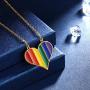 beautlace Customized LGBT Necklaces 18K Gold Plated Rainbow Love Heart Triangle Pendant Gay Lesbian Pride Jewelry for Men and Women