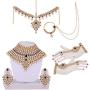 I Jewels Indian Wedding Traditional Gold Plated Kundan Ethnic Bridal Jewelry Set with Earrings, Nose Ring, Mathapatti & Haath Panja for Women