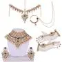 I Jewels Indian Wedding Traditional Gold Plated Kundan Ethnic Bridal Jewelry Set with Earrings, Nose Ring, Mathapatti & Haath Panja for Women