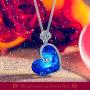 J.NINA ♥Aphrodite Day Women Necklace Gift Blue Crystal Heart and Flower Pendents Necklace for Women with Crystal Fashion Women Jewelry Passed SGS Test