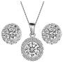 Majesto Round Jewelry Set for Women Bridesmaid Jewelry Sets Necklace and Earring Sets Costume Jewelry Gift 18K White Gold Plated