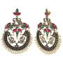 Efulgenz Boho Vintage Antique Gypsy Tribal Crystal Kundan Indian Oxidized Silver Chandbali Dangle Earrings Jewelry