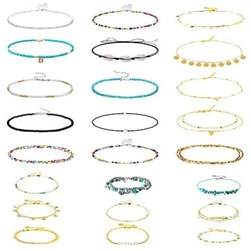 Mukum 24PCS Beaded Choker Necklaces for Women Beaded Necklace Seed Bead Chokers Colorful Jewelry Set for Women and Girls Mukum 24PCS Beaded Choker Necklaces for Women Beaded Necklace Seed Bead Chokers Colorful Jewelry Set for Women and Girls
