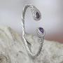 NOVICA Amethyst .925 Sterling Silver Hinged Twist Cuff Bracelet Bright Eyes