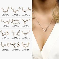 MignonandMignon Gold Crystal Zodiac Necklace Constellation Jewelry Birthday Gift Sorority Sister Gift