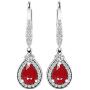 Dazzlingrock Collection 7X5 MM Each Pear Lab Created Gemstone & Real Diamond Teardrop Dangling Earrings, Sterling Silver