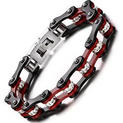 BEMI Cool Style Gothic 10MM Wide Bike Motorcycle Chain Polished Stainless Steel Link Bracelet for Men
