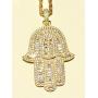 Shop-iGold Hamsa Evil Eye Protector Men Women 925 Italy Gold Finish Iced Silver Charm Pendant Stainless Steel Real 3 mm Rope Chain, Mans Jewelry, Iced Pendant, Rope Necklace 16''- 24''