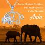 Aniu Elephant Pendant Necklace for Women, 925 Sterling Silver Girls Jewelry with Cubic Zirconia (with Gift Box)