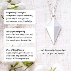 Diamond Spike Sterling Silver Necklace - Inspirational Jewelry Gift for Women Birthday Dainty Simple Minimalist