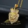 Lee Island Fashion 24K Gold Plated Simulated Diamond CZ Fully Lion King with Crown Pendant Stainless Steel Necklace, 24 Inch Chain for Men Hip Hop Jewelry Lee Island Fashion 24K Gold Plated Simulated Diamond CZ Fully Lion King with Crown Pendant Stainless Steel Necklace, 24 Inch Chain for Men Hip Hop Jewelry