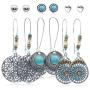 Vintage Ethnic New Big Fan shape Bronze Indian Earrings Set For Women Bohemian Tassel Shell beads Teardrop Geometric Triangle Drop Earring Jewelry 6 pcs