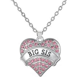 Set of 3 Big Sis, Middle Sis, Little Sis Colorful Valentine Heart Matching Necklace Jewelry Gift Set - Sister Necklaces for 3