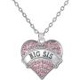 Set of 3 Big Sis, Middle Sis, Little Sis Colorful Valentine Heart Matching Necklace Jewelry Gift Set - Sister Necklaces for 3