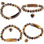 rockcloud Healing Love Heart Stone Bracelet Dangle Energy Crystal Charm Stretch Beaded Bracelet Handmade Jewelry for Men and Women