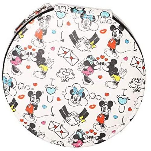 Disney Mickey and Minnie Mouse I Love You Faux Leather Travel Jewelry Box Organizer