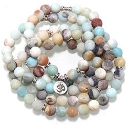 ZHEPIN 8MM 108 Mala Beads Charm Bracelet for Men Women Yoga Bracelet Necklace