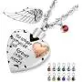 Dletay Heart Cremation Necklace for Ashes with 12 Birthstones Urn Necklace for Ashes-No Longer by My Side, But Forever in My Heart