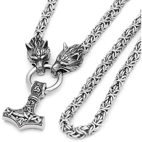 Viking Stainless Steel Necklace, Handmade Heavy Duty Chain with Pendant Necklace Viking Stainless Steel Necklace, Handmade Heavy Duty Chain with Pendant Necklace