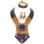 aczuv Fashion Crystal Beaded Multi Layers Necklace Nigerian Wedding African Beads Jewelry Set for Women