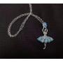 DMOMSA Sapphire Blue Ballet Girl Pendant Necklace Jewelry Gift, Woman Gift Suitable for Birthday Party Anniversary Valentines Day
