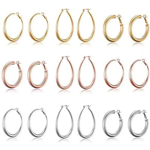 9 Pairs Chunky Gold Hoop Earrings for Women Fashion Pack-14k Gold Hoop Earrings for Girls- Rose Gold Earrings for Women-Statement Earrings Aesthetic Earrings Set for Women-Silver Earrings for Women 9 Pairs Chunky Gold Hoop Earrings for Women Fashion Pack-14k Gold Hoop Earrings for Girls- Rose Gold Earrings for Women-Statement Earrings Aesthetic Earrings Set for Women-Silver Earrings for Women