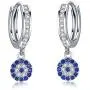 Round Blue Evil Eye Stud Earrings in Sterling Silver 925 With Cubic Zirconia CZ and Butterfly Backs Round Blue Evil Eye Stud Earrings in Sterling Silver 925 With Cubic Zirconia CZ and Butterfly Backs