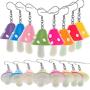 RechicGu 8 Pairs 3D Mushroom Shape Dangle Earrings Set Colorful Kawaii Nature Food Fresh Vegetables Jewelry Funny Sweet Lovely Women Girls Gift