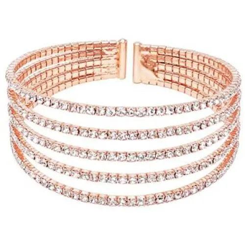 Rosemarie Collections Womens 5 Strand Rhinestone Statement Bracelet Rosemarie Collections Womens 5 Strand Rhinestone Statement Bracelet