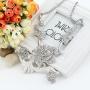 EVER FAITH Womens Austrian Crystal Graceful Rose Flower Necklace Stud Earrings Set