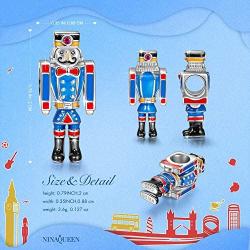 NINAQUEEN Valentines Day Charms Gifts The Nutcracker 925 Sterling Silver Robot Police Charms Fit for Bracelets Gifts For Teens