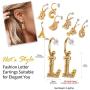 Initial Dangle Earrings Women 18K Gold Plated Personalized Alphabet 26 Letters Charm Hypoallergenic Earrings Jewelry Fashion Gift for Women Girls, Send Gift Box