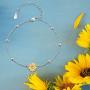 PRAYMOS Sunflower Bracelet Jewelry Women 925 Sterling Silver Adjustable Ball Charm Chain Decent Gifts for Her
