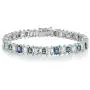 Ice Gems Sterling Silver Tanzanite, Blue and White Topaz Oval Tennis Bracelet