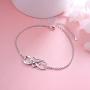 S925 Sterling Silver I Love You Mom Heart Infinity Bracelet for Mother Mama Mommy Mum Birthday Jewelry