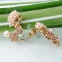 Navachi 18k Gold Plated Crystal Pearl Dog Poodle Stud Earrings