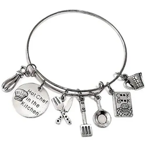 Chef Bracelet, Hot Chef Bracelet, Chef Jewelry, Kitchen Charm, Cooking Charm, Chef Charm Bracelet, Cook Book, Frying Pan, Spatula, Fork and Knife, Measuring Cup, Egg Beat, Hot Chef Bangle Bracelet Chef Bracelet, Hot Chef Bracelet, Chef Jewelry, Kitchen Charm, Cooking Charm, Chef Charm Bracelet, Cook Book, Frying Pan, Spatula, Fork and Knife, Measuring Cup, Egg Beat, Hot Chef Bangle Bracelet