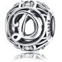 925 Sterling Silver with Cubic Stones, Complete A~Z Gift Options Alphabet Charm Letter Beads fit Pandora European Bracelets