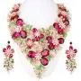 EVER FAITH Crystal Rhinestone White Simulated Pearl Gorgeous Spring Flower Leaf Plant Jewelry Set EVER FAITH Crystal Rhinestone White Simulated Pearl Gorgeous Spring Flower Leaf Plant Jewelry Set