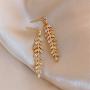 YUNXI new design wheat ear Earrings Fashion elegant Leaf Earrings Korean sexy women jewelry zircon Halloween Earrings