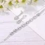 Thunaraz Crystal Bridal Jewelry Set Crystal Necklace and Earrings with Crystal Bracelet for Women Jewelry Set Gifts fit