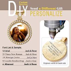 GoldChic Jewelry Personalized Photo Necklace for Men Women, Customized Round/Heart/Square Memory Picture Medallion Pendant Wheat Chain Hip Hop Jewelry, Multi Chain Length 18-30 inches (with Gift Box)