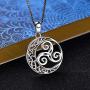 YL Celtic Knot Necklace 925 Sterling Silver Triskele Dangle Drop Earrings Triskelion Moon Leverback Jewelry for Women