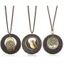 Hanpabum 3Pcs Vintage Handmade Wood Pendant With Cute Charms Long Leather Necklace Sweater Chain for Girl Women Long Necklace All-Match Style Gift