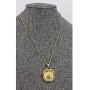 American Coin Treasures Italian 20 Lira Coin Pendant Necklace - Italian 20 Lire Goldtone Pendant with Faceted Round Jet Glass Stones| Italian Medallion Pendant