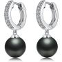 ZowBinBin Earrings 925 Sterling Silver Pearl Earrings for Women Fashion Hoop/Omega/Drop/Hook Pearl Earrings 8mm 10mm 13mm