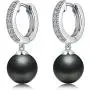 ZowBinBin Earrings 925 Sterling Silver Pearl Earrings for Women Fashion Hoop/Omega/Drop/Hook Pearl Earrings 8mm 10mm 13mm