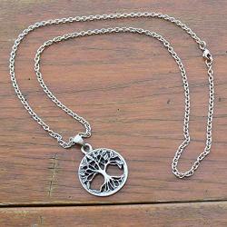 Norse Viking Jewelry Celtic Yggdrasil Tree of life Bonsai Pagan silver pewter Mens pendant necklace charm Protection Amulet for men women boys girls Unisex